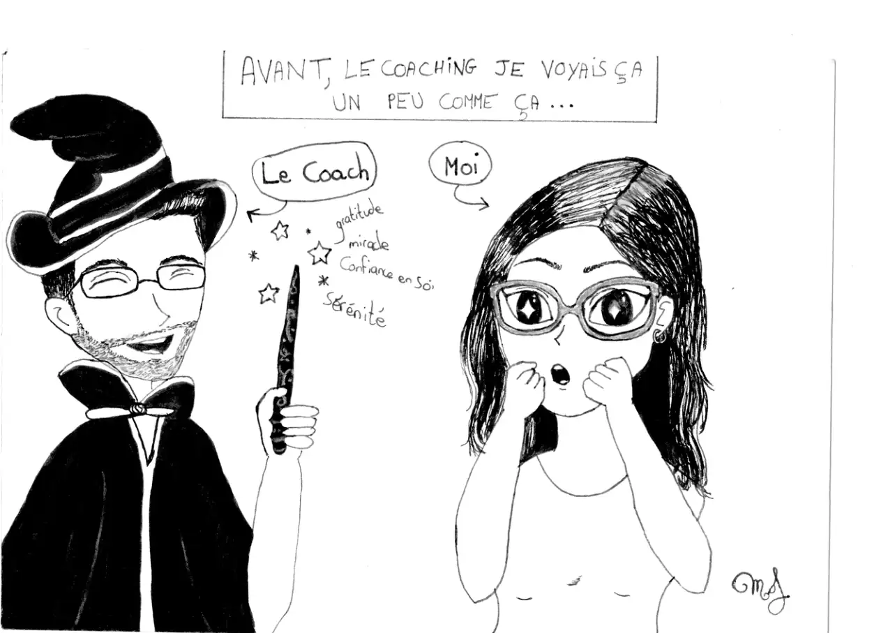 Dessin : le coach imaginé comme un magicien